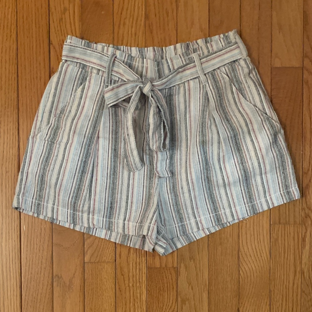 Ci Sono High Waist Striped Shorts (Multi Color)